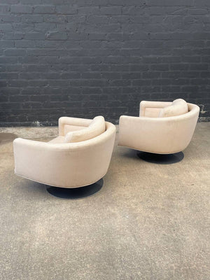 Pair of Mid-Century Modern Swivel Lounge Chairs with Steel Bases, c.1960’s