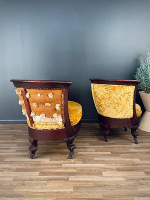 Set of Antique Victorian Empire Style Mahogany Loveseat & Arm Chair, c.1920’s