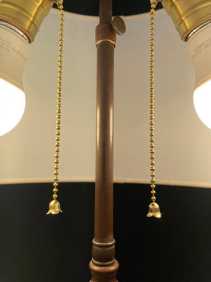 Pair of Vintage Neoclassical Carved & Painted Wood Lamps