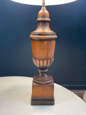 Pair of Vintage Neoclassical Carved & Painted Wood Lamps