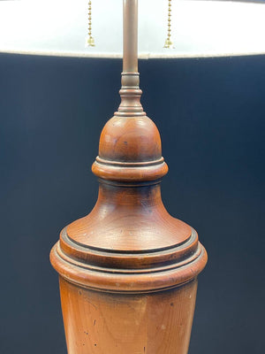 Pair of Vintage Neoclassical Carved & Painted Wood Lamps