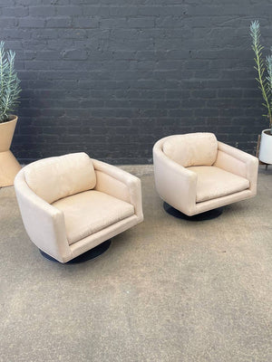 Pair of Mid-Century Modern Swivel Lounge Chairs with Steel Bases, c.1960’s
