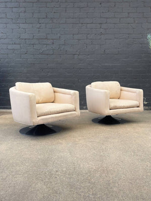 Pair of Mid-Century Modern Swivel Lounge Chairs with Steel Bases, c.1960’s