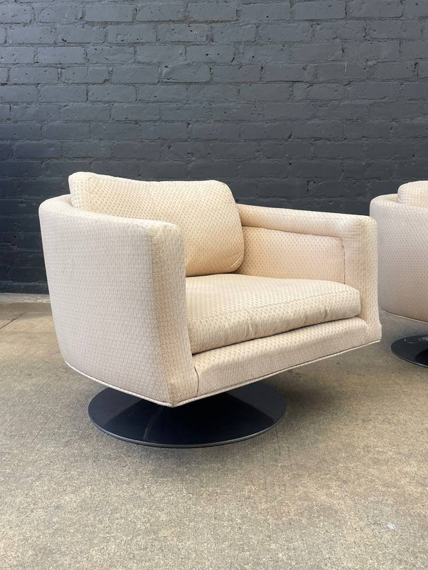 Pair of Mid-Century Modern Swivel Lounge Chairs with Steel Bases, c.1960’s