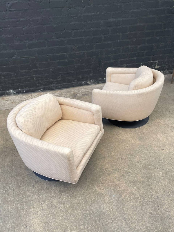 Pair of Mid-Century Modern Swivel Lounge Chairs with Steel Bases, c.1960’s