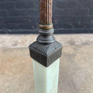 Vintage Art Deco Style Bronze Floor Lamp with Tiffany Style Shade