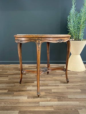 French Louis XV Style Oval Table with Marble Top, c.1930’s