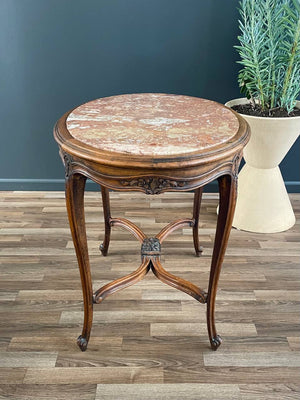French Louis XV Style Oval Table with Marble Top, c.1930’s