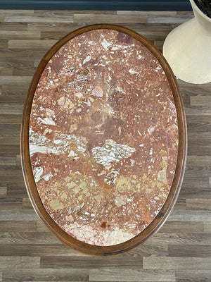 French Louis XV Style Oval Table with Marble Top, c.1930’s
