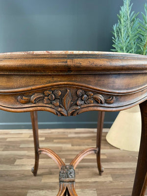 French Louis XV Style Oval Table with Marble Top, c.1930’s