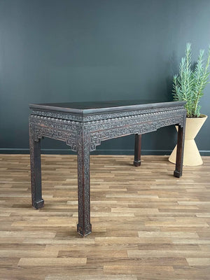 Antique Chinese Style Hand Carved Wood Console Table