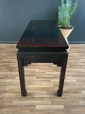 Antique Chinese Style Hand Carved Wood Console Table
