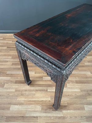 Antique Chinese Style Hand Carved Wood Console Table