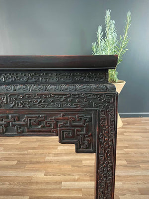 Antique Chinese Style Hand Carved Wood Console Table