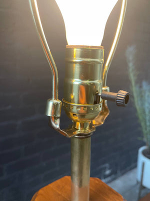 Mid-Century Modern Glazed Ceramic & Walnut Table Lamp, c.1960’s