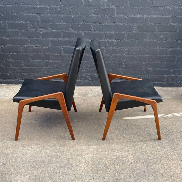 Pair of Mid-Century Modern Sculpted Walnut Side Chairs, c.1960’s