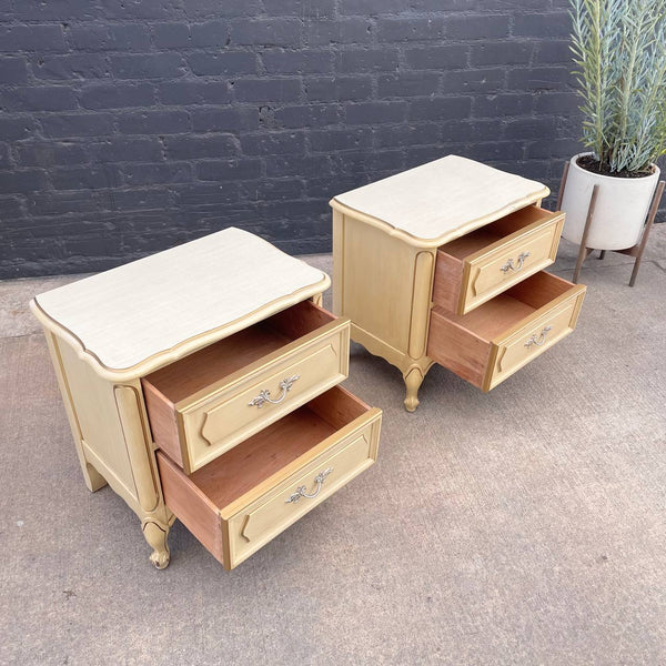 Pair of Vintage French Provincial Style Night Stands with Accents Pulls, c.1960’s