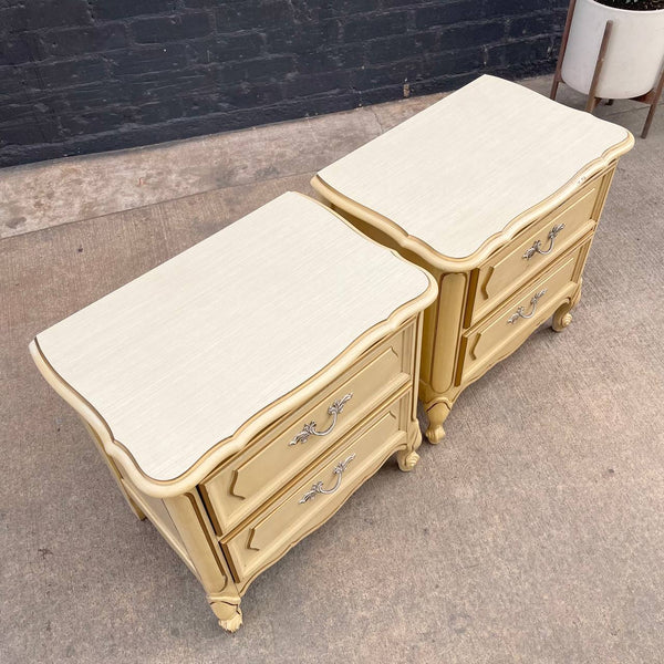 Pair of Vintage French Provincial Style Night Stands with Accents Pulls, c.1960’s