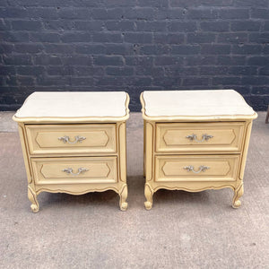 Pair of Vintage French Provincial Style Night Stands with Accents Pulls, c.1960’s