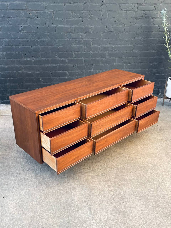 Mid-Century Modern 9-Drawer Walnut Dresser by Dixie Furniture, c.1960’s