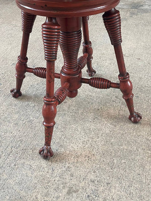 Antique Height Adjustable Piano Stool with Claw Feet, c.1940’s