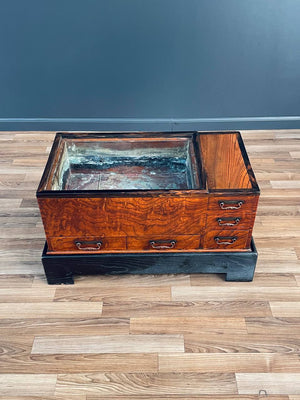 Antique Japanese Keyaki Wood Hibachi Copper Liner & Drawers Coffee/Tea Table, c.1910’s