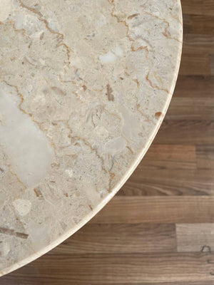Mid-Century Modern Travertine & Tripod Brass Side Table, c.1950’s