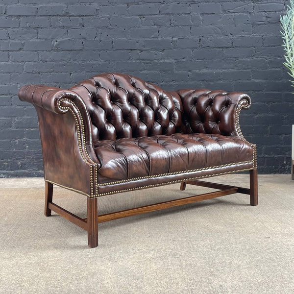 Vintage English Chesterfield Style Leather Sofa, c.1970’s