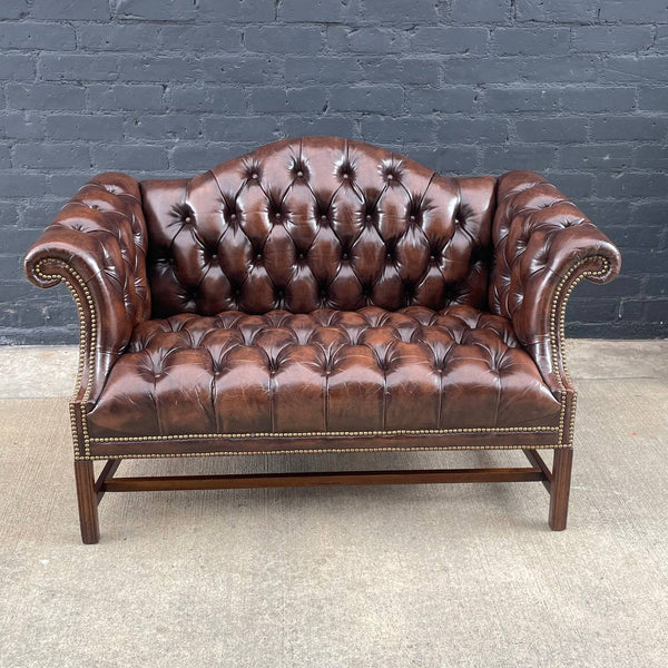 Vintage English Chesterfield Style Leather Sofa, c.1970’s