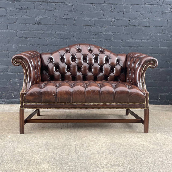 Vintage English Chesterfield Style Leather Sofa, c.1970’s