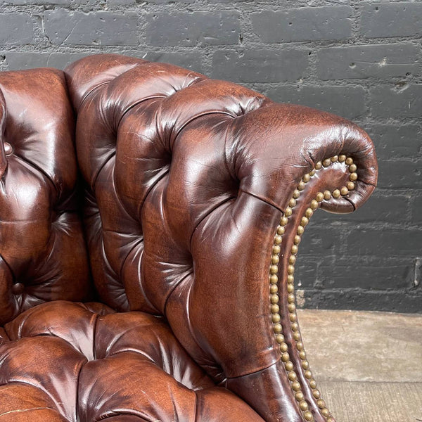 Vintage English Chesterfield Style Leather Sofa, c.1970’s