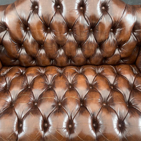 Vintage English Chesterfield Style Leather Sofa, c.1970’s