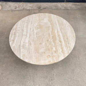 Mid-Century Modern Sculpted Walnut Coffee Table with Travertine Top, c.1960’s