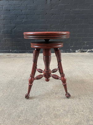Antique Height Adjustable Piano Stool with Claw Feet, c.1940’s