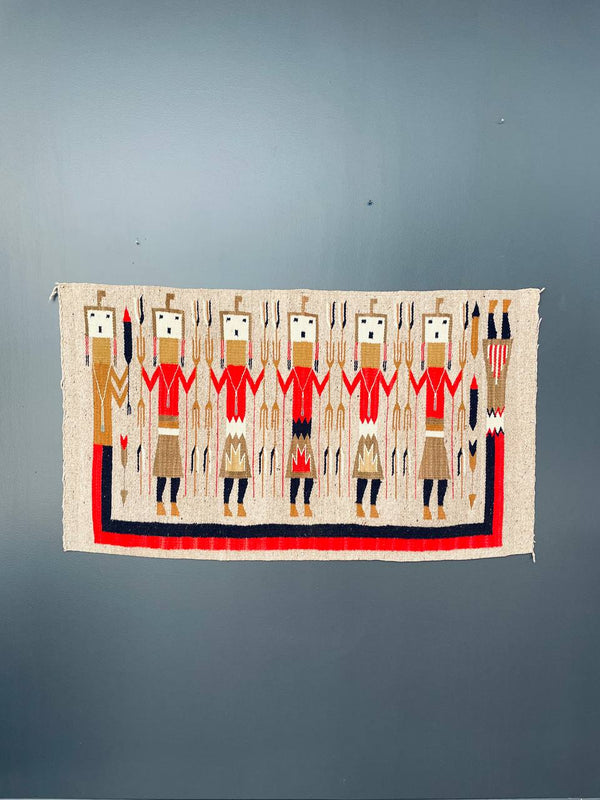 Vintage Navajo Kilim Yei Tapestry Rug Wall Art, c.1950’s