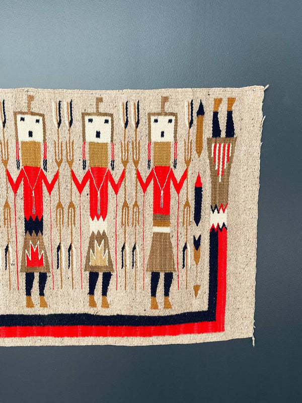 Vintage Navajo Kilim Yei Tapestry Rug Wall Art, c.1950’s