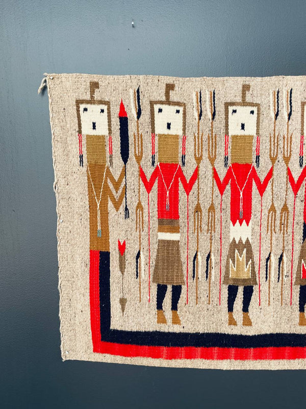 Vintage Navajo Kilim Yei Tapestry Rug Wall Art, c.1950’s