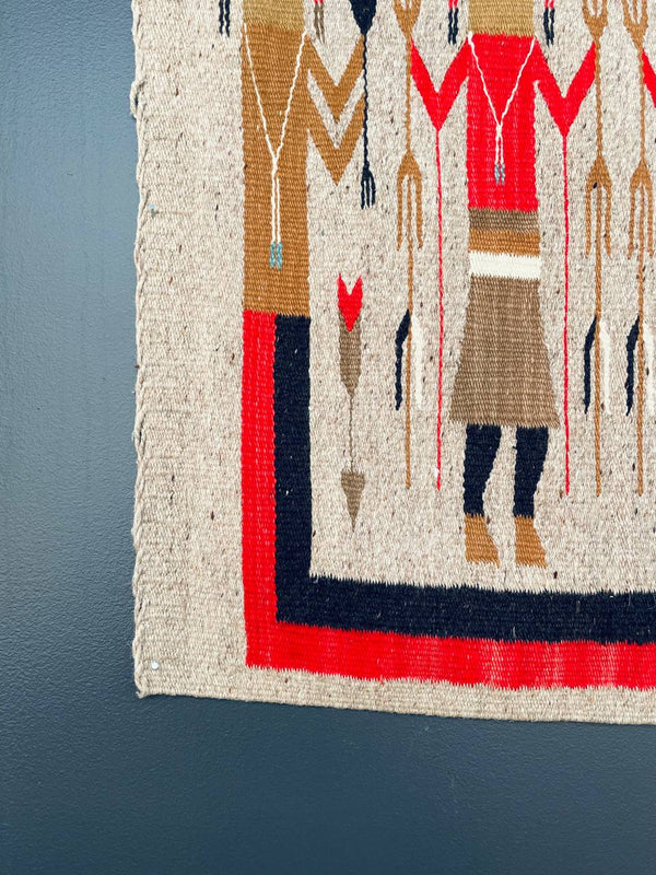 Vintage Navajo Kilim Yei Tapestry Rug Wall Art, c.1950’s