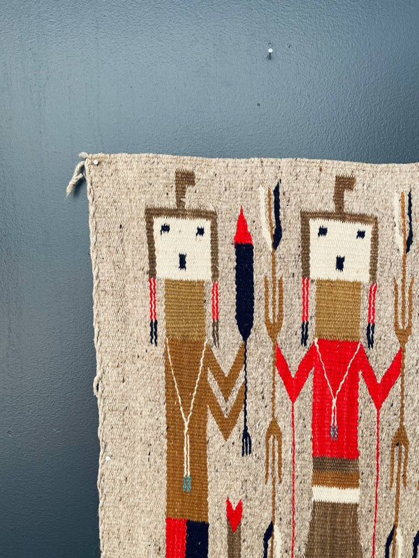 Vintage Navajo Kilim Yei Tapestry Rug Wall Art, c.1950’s