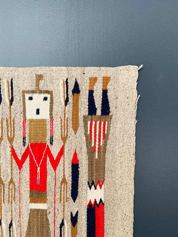 Vintage Navajo Kilim Yei Tapestry Rug Wall Art, c.1950’s