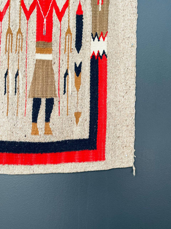 Vintage Navajo Kilim Yei Tapestry Rug Wall Art, c.1950’s