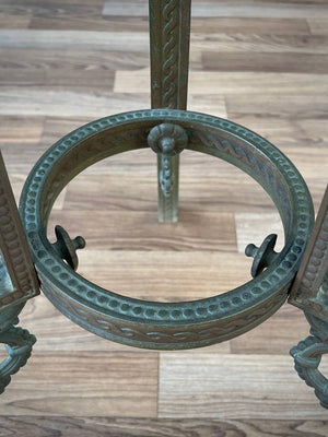 Antique Victorian Style End Table with Angel Motifs & Stone Top, c.1920’s