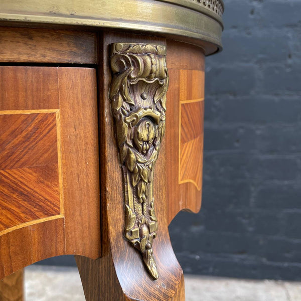 French Louis XV Antique Carved Kidney Style Desk with Inlay & Bronze Ormolu, c.1950’s