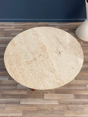 Mid-Century Modern Travertine & Walnut Coffee Table by Henredon Heritage, c.1960’s