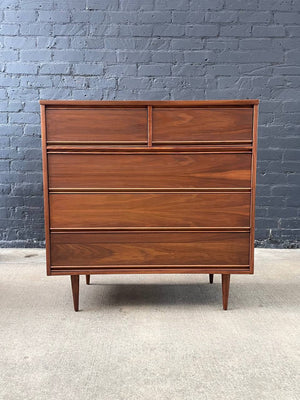Mid-Century Modern Walnut Dresser Highboy by Dixie Furniture, c.1960’s