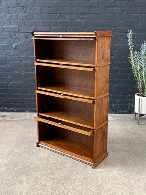 Vintage Barristers Oak & Glass 4-Tier Bookcase Shelf Cabinet, c.1970’s