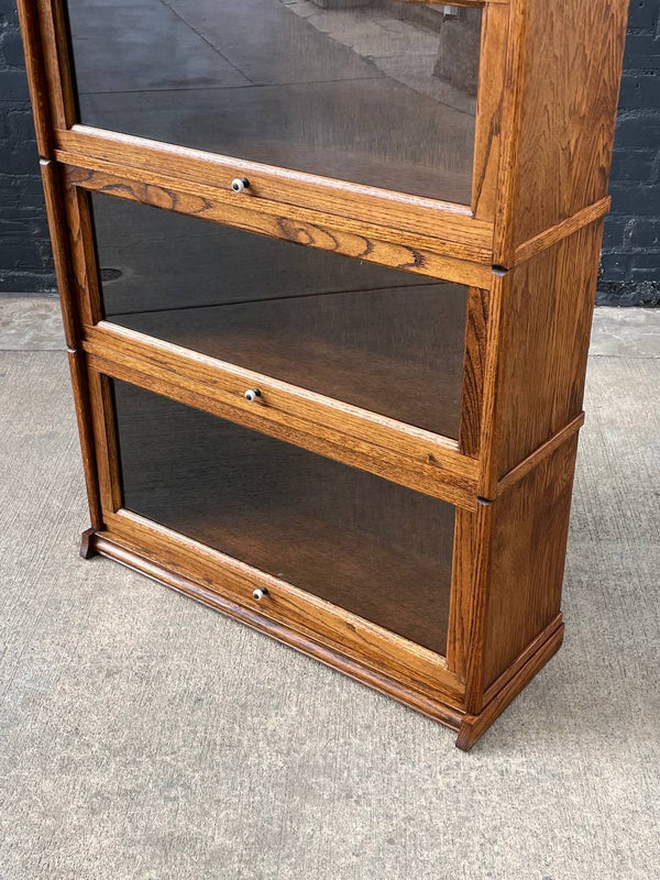 Vintage Barristers Oak & Glass 4-Tier Bookcase Shelf Cabinet, c.1970’s
