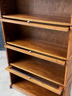 Vintage Barristers Oak & Glass 4-Tier Bookcase Shelf Cabinet, c.1970’s