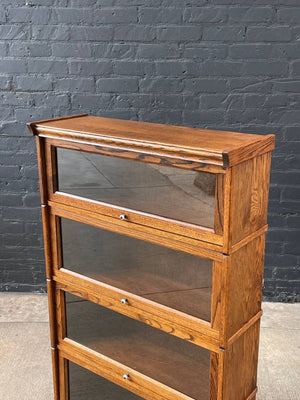 Vintage Barristers Oak & Glass 4-Tier Bookcase Shelf Cabinet, c.1970’s