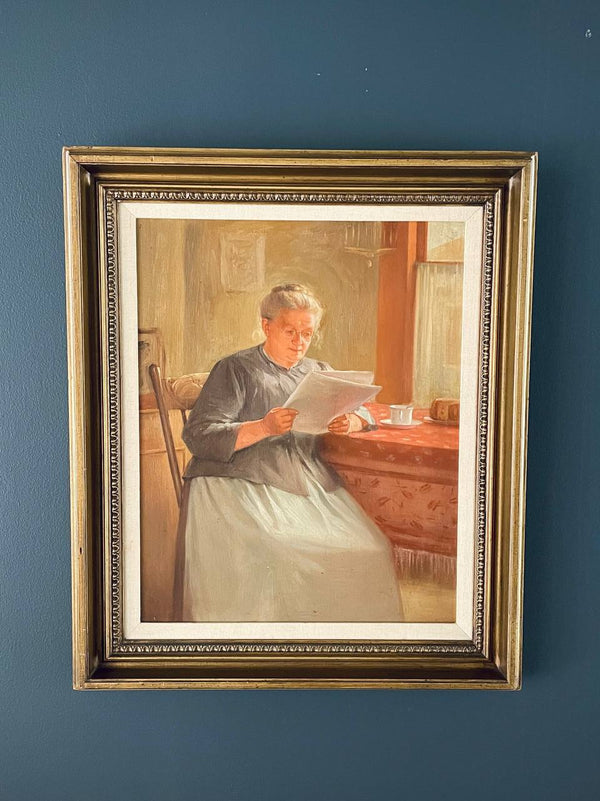 Vintage Grandmother Oil Painting with Giltwood Frame, c.1950’s